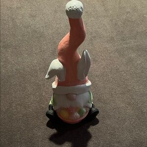 Whimsical Pink and White Gnome Decor ceramic Easter 🐣